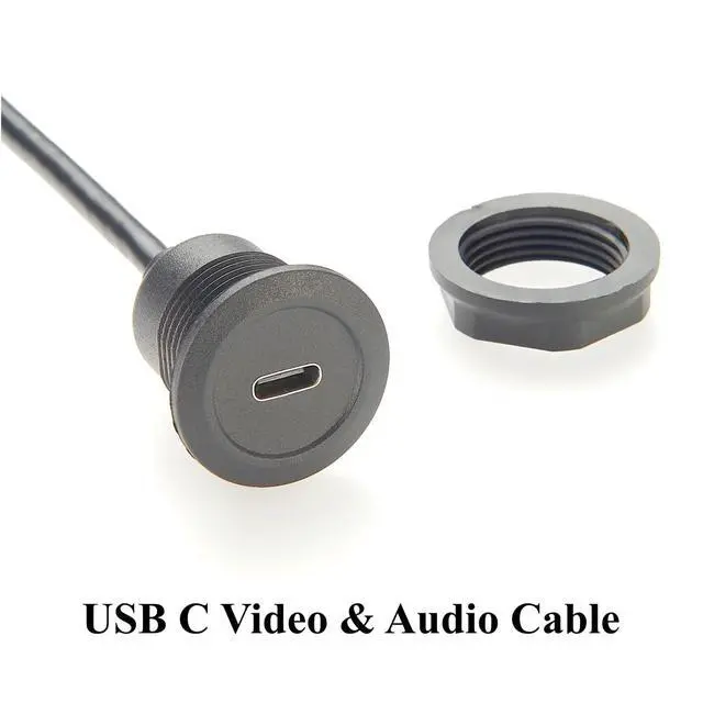 Alt view image 5 of 6 - USB 3.1 Type C Male to Female Extension Cable Flush Panel Mount 10Gbps USB 3.1 Gen2 C Data Transfer & Charging Cable Video Audio Cord for Car, Boat, Dashboard, PC (0.3m)
