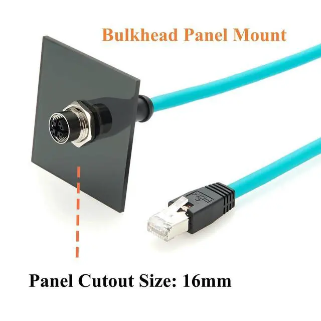 Alt view image 3 of 7 - M12 X Code 8Pin to RJ45 Bulkhead Panel Mount Cable M12 Female to RJ45 CAT6A Industrial Ethernet Cable Shielded High Flex for GigE Vision Camera, Machine Vision, PoE Sensor, PLC, Robotics (1.8M/6FT)