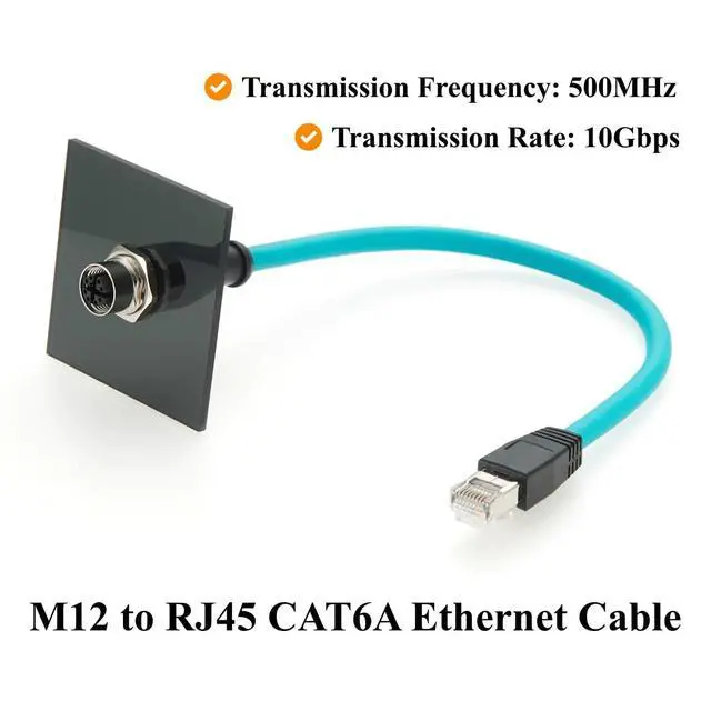 Alt view image 4 of 7 - M12 X Code 8Pin to RJ45 Bulkhead Panel Mount Cable M12 Female to RJ45 CAT6A Industrial Ethernet Cable Shielded High Flex for GigE Vision Camera, Machine Vision, PoE Sensor, PLC, Robotics (1.8M/6FT)