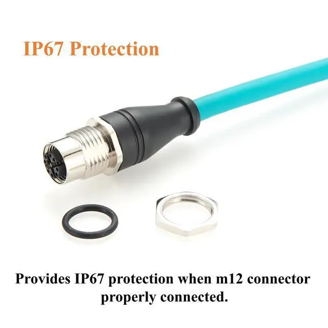 Alt view image 6 of 7 - M12 X Code 8Pin to RJ45 Bulkhead Panel Mount Cable M12 Female to RJ45 CAT6A Industrial Ethernet Cable Shielded High Flex for GigE Vision Camera, Machine Vision, PoE Sensor, PLC, Robotics (1.8M/6FT)