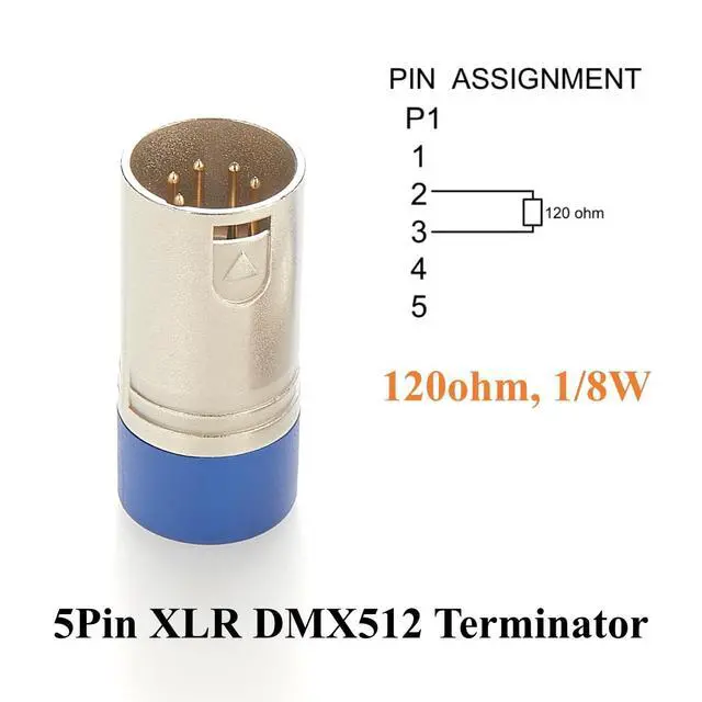 Alt view image 2 of 5 - 5Pin XLR DMX512 Terminator 120 Ohm DMX512 End of Line Termination Resistor XLR Male Plug Signal Stabilizer Lighting Accessories for LED Wash, DJ Light Bars, DJ Control Console (5Pin)