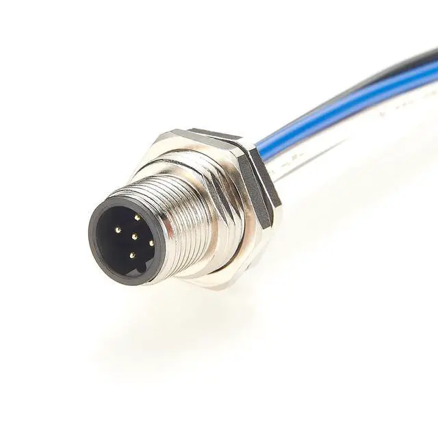 Alt view image 4 of 6 - M12 B Code 5Pin Male Front Panel Mount Cable IP67 M12 Power Connector with Pre-Assembled Wires Bulkhead Chassis Electrical Cable Sensor Receptacle for NMEA2000 CAN Bus(0.2M/0.66FT) (Male)