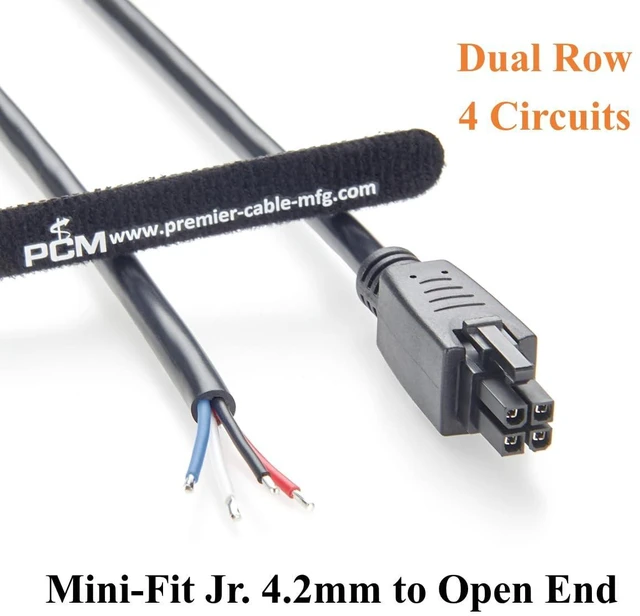 Alt view image 2 of 7 - Mini-Fit Jr. 4.2mm 4Pin Receptacle Housing to Open End Cable Dual Row 4 Circuits Power & Signal Cable Compatible with 39-01-2040 (1PC, 1.5M/4.92FT)
