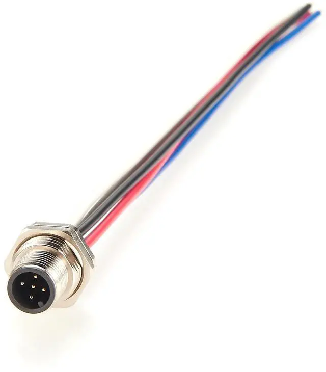 Alt view image 6 of 7 - IP67 M12 A Code 5Pin Front Panel Mount Cable Straight Bulkhead M12 Pre-Assembly Pigtail Wireable Electrical Cable Receptacle Socket for NMEA2000, DeviceNet, Sensor, Profibus, PLC (Male, 20cm)