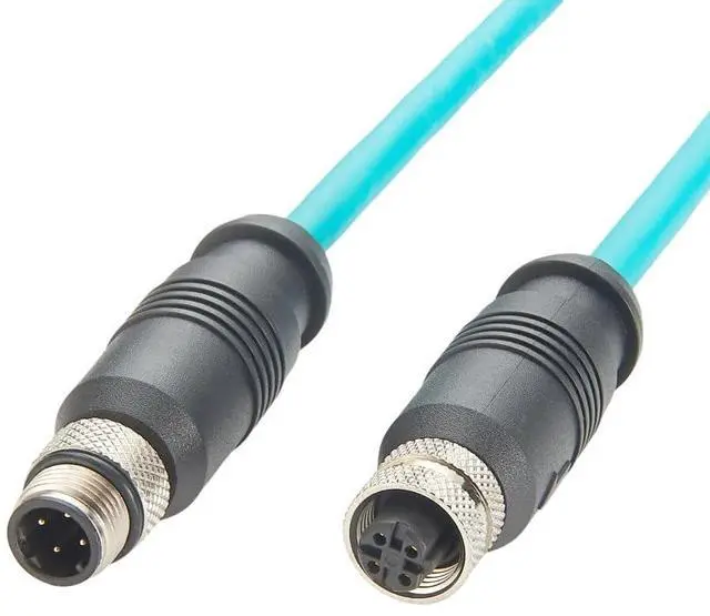 Alt view image 2 of 6 - M12 4Pin D Code Male to Female Cable CAT6A Industrial Ethernet Switches Cord IP67 High Flex Shielded GigE Cable Compatible Cognex Keyence Industrial Camera Profinet Power Machine Vision (2M/6.6FT)