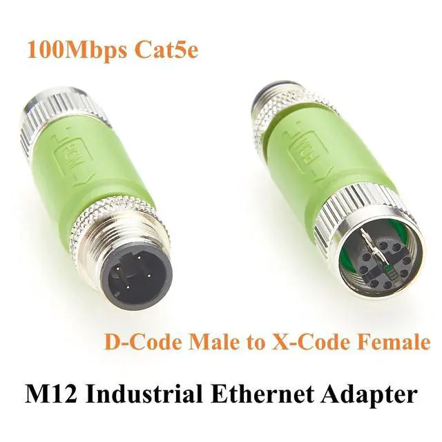 Alt view image 2 of 5 - IP67 M12 D-Code Male to X-Code Female Industrial Ethernet Inline Adapter 100Mbps Cat5e Shielded Connector Compatible with 6GK1901-0DE10-6AA0, for PROFINET, EtherNet/IP, Modbus TCP (2PCS)