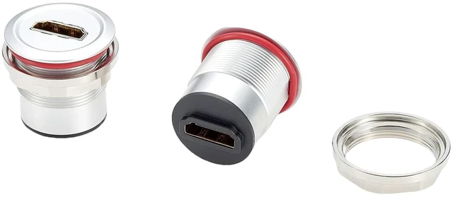 Alt view image 5 of 7 - HDMI 1.4 Flush Panel Mount Adapter 4K@30Hz Female to Female Straight Pass Through Extender Socket Threaded Connector for TV Laptop PC Monitor Projector DVD (5PCS)
