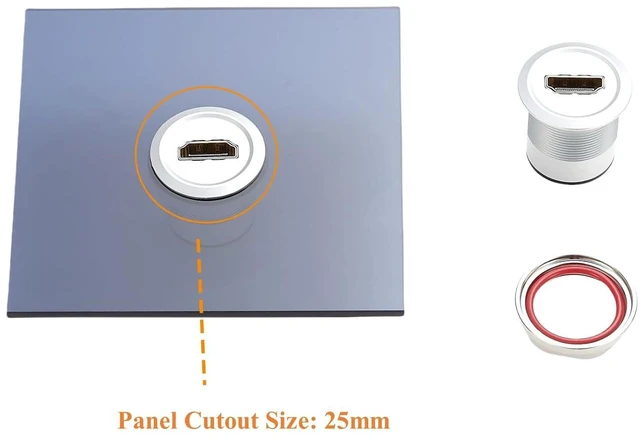 Alt view image 2 of 7 - HDMI 1.4 Flush Panel Mount Adapter 4K@30Hz Female to Female Straight Pass Through Extender Socket Threaded Connector for TV Laptop PC Monitor Projector DVD (5PCS)
