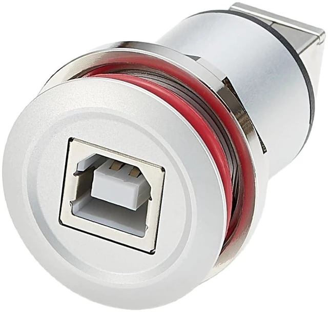Main image of Threaded Fixed USB B Female to Female Gender Changers USB 2.0 Type B Flush Panel Mount Embedded Feed Thru Solderless Adapter for Printers Scanners Data Transferring (1PCS)