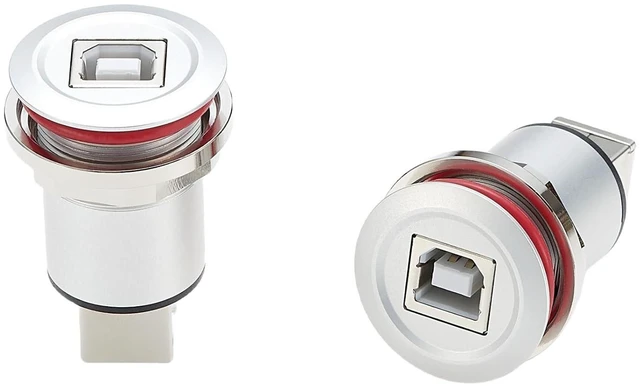 Alt view image 4 of 6 - Threaded Fixed USB B Female to Female Gender Changers USB 2.0 Type B Flush Panel Mount Embedded Feed Thru Solderless Adapter for Printers Scanners Data Transferring (1PCS)