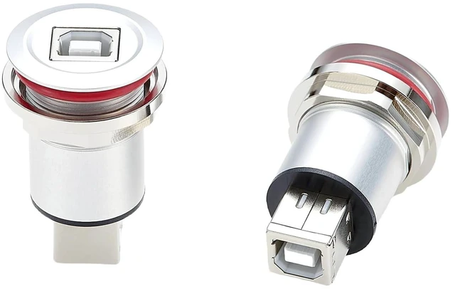 Alt view image 3 of 6 - Threaded Fixed USB B Female to Female Gender Changers USB 2.0 Type B Flush Panel Mount Embedded Feed Thru Solderless Adapter for Printers Scanners Data Transferring (1PCS)