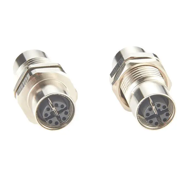 Alt view image 5 of 5 - M12 X-Code 8 Pin Bulkhead Connector 10Gbps Cat6A Ethernet Shielded Female to Female Wall Panel Mount Socket IP67 Waterproof Circular Connector for Industrial Network Automation (2PCS)