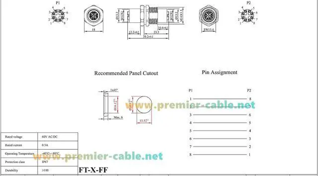Alt view image 3 of 5 - M12 X-Code 8 Pin Bulkhead Connector 10Gbps Cat6A Ethernet Shielded Female to Female Wall Panel Mount Socket IP67 Waterproof Circular Connector for Industrial Network Automation (2PCS)