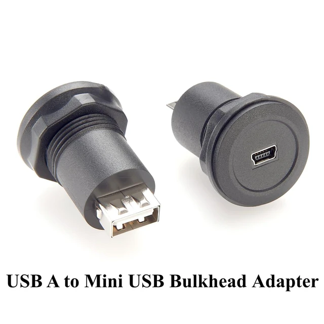 Alt view image 7 of 7 - Mini USB Female to USB 2.0 Type A Female Adapter Flush Panel Mount USB Bulkhead Passthrough Connector Socket for Data & Charging, Car Dashboard, Motorcycle, Boat (5PCS)