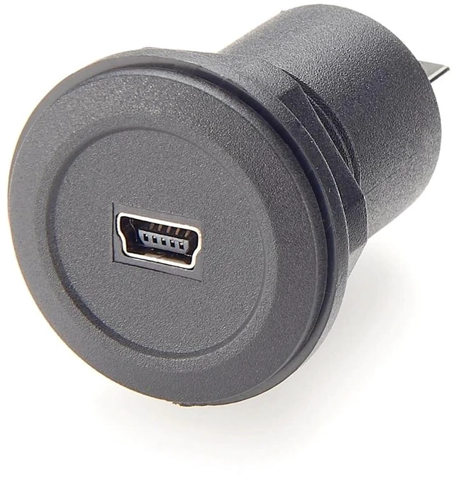 Main image of Mini USB Female to USB 2.0 Type A Female Adapter Flush Panel Mount USB Bulkhead Passthrough Connector Socket for Data & Charging, Car Dashboard, Motorcycle, Boat (1PC)