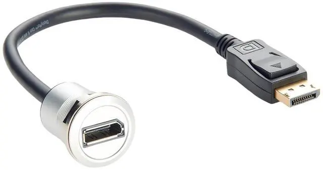 Main image of Displayport 1.2 Male to Female Extension Cable 4K@60Hz DP to DP Flush Dash Panel Mount Converter Pass Through Threaded Fixed Bulkhead Adapter Cord for HDTV HD Digital Audio Video(0.3M/1FT)