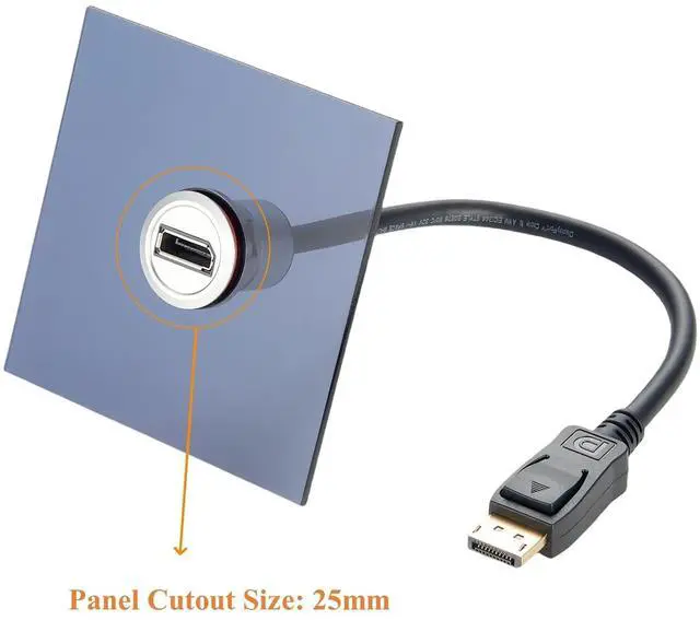 Alt view image 2 of 7 - Displayport 1.2 Male to Female Extension Cable 4K@60Hz DP to DP Flush Dash Panel Mount Converter Pass Through Threaded Fixed Bulkhead Adapter Cord for HDTV HD Digital Audio Video(0.3M/1FT)