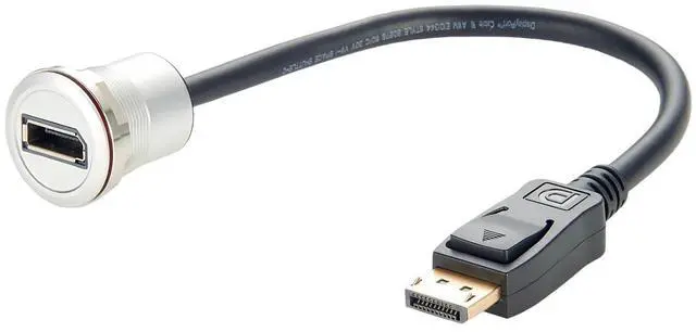 Alt view image 3 of 7 - Displayport 1.2 Male to Female Extension Cable 4K@60Hz DP to DP Flush Dash Panel Mount Converter Pass Through Threaded Fixed Bulkhead Adapter Cord for HDTV HD Digital Audio Video(0.3M/1FT)