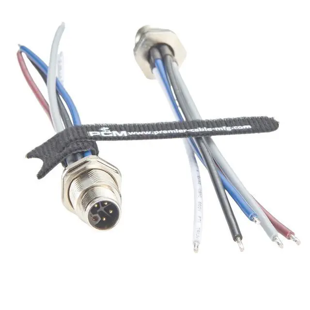 Alt view image 4 of 6 - M12 5Pin 4+PE L Code Panel Front Mount Receptacle Cable IP67 Waterproof M12 Male Power Connector with Pre-Assembled Wires Thread Flush Mount Cord for PLC Sensor Actuator(1PCS,15CM)