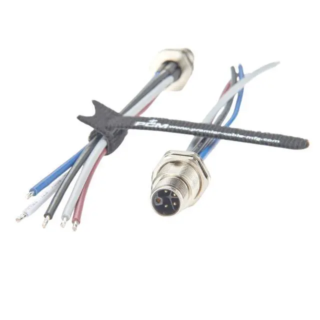 Alt view image 5 of 6 - M12 5Pin 4+PE L Code Panel Front Mount Receptacle Cable IP67 Waterproof M12 Male Power Connector with Pre-Assembled Wires Thread Flush Mount Cord for PLC Sensor Actuator(1PCS,15CM)