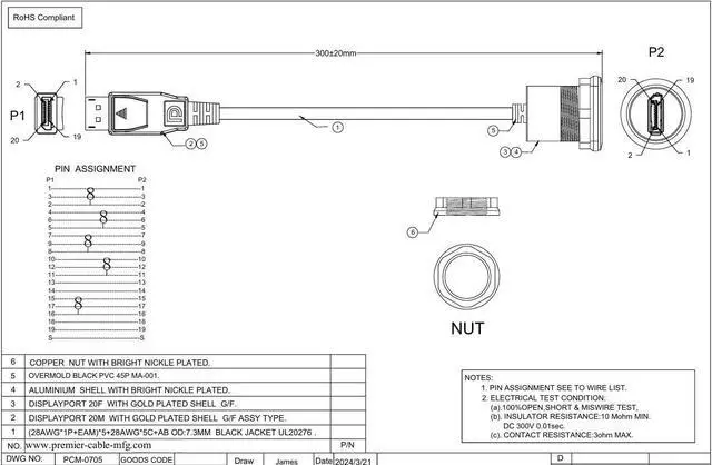 Alt view image 6 of 7 - Displayport 1.2 Male to Female Extension Cable 4K@60Hz DP to DP Flush Dash Panel Mount Converter Pass Through Threaded Fixed Bulkhead Adapter Cord for HDTV HD Digital Audio Video(0.3M/1FT)