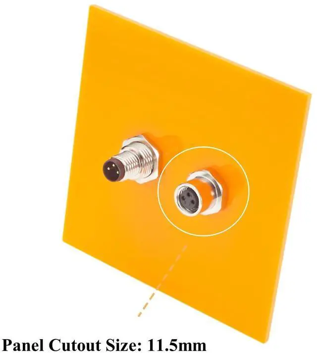 Alt view image 2 of 7 - M8 A-Code 3 Pin Male to Female Bulkhead Connector Straight Industrial Sensor Circular Connector IP67 Shielded Feedthrough Panel Mount Socket Receptacle For Control Cabinet I/O System Automation (1PCS)