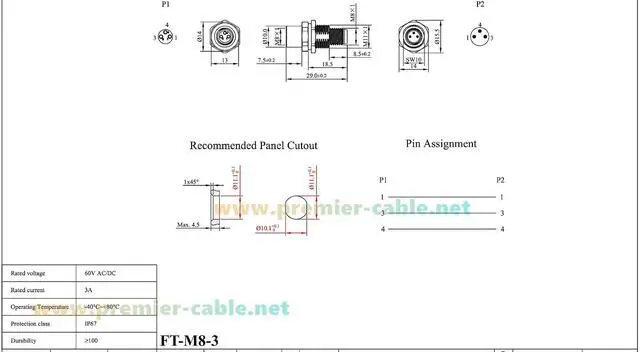 Alt view image 4 of 7 - M8 A-Code 3 Pin Male to Female Bulkhead Connector Straight Industrial Sensor Circular Connector IP67 Shielded Feedthrough Panel Mount Socket Receptacle For Control Cabinet I/O System Automation (1PCS)
