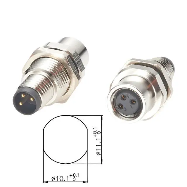 Alt view image 3 of 7 - M8 A-Code 3 Pin Male to Female Bulkhead Connector Straight Industrial Sensor Circular Connector IP67 Shielded Feedthrough Panel Mount Socket Receptacle For Control Cabinet I/O System Automation (1PCS)