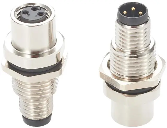 Alt view image 5 of 7 - M8 A-Code 3 Pin Male to Female Bulkhead Connector Straight Industrial Sensor Circular Connector IP67 Shielded Feedthrough Panel Mount Socket Receptacle For Control Cabinet I/O System Automation (1PCS)