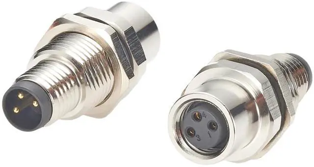 Alt view image 6 of 7 - M8 A-Code 3 Pin Male to Female Bulkhead Connector Straight Industrial Sensor Circular Connector IP67 Shielded Feedthrough Panel Mount Socket Receptacle For Control Cabinet I/O System Automation (1PCS)