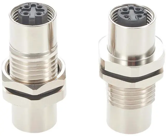 Alt view image 7 of 7 - M12 D Code 4 Pin Bulkhead Connector Profinet IP67 Shielded Female to Female Gender Changer Panel Mount Cat5 Ethernet Circular Connector Socket for EtherCAT Modbus-TCP Sensor PLC (1PCS)