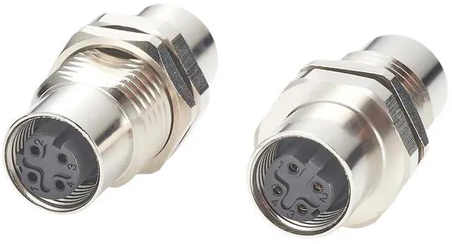 Alt view image 5 of 7 - M12 D Code 4 Pin Bulkhead Connector Profinet IP67 Shielded Female to Female Gender Changer Panel Mount Cat5 Ethernet Circular Connector Socket for EtherCAT Modbus-TCP Sensor PLC (1PCS)