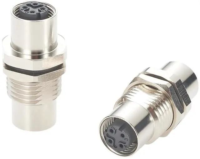 Alt view image 4 of 7 - M12 D Code 4 Pin Bulkhead Connector Profinet IP67 Shielded Female to Female Gender Changer Panel Mount Cat5 Ethernet Circular Connector Socket for EtherCAT Modbus-TCP Sensor PLC (1PCS)