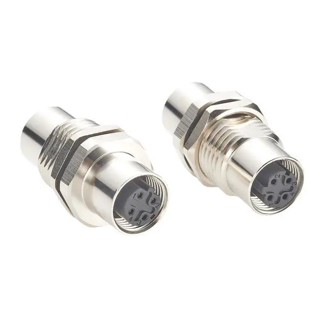 Alt view image 6 of 7 - M12 D Code 4 Pin Bulkhead Connector Profinet IP67 Shielded Female to Female Gender Changer Panel Mount Cat5 Ethernet Circular Connector Socket for EtherCAT Modbus-TCP Sensor PLC (1PCS)