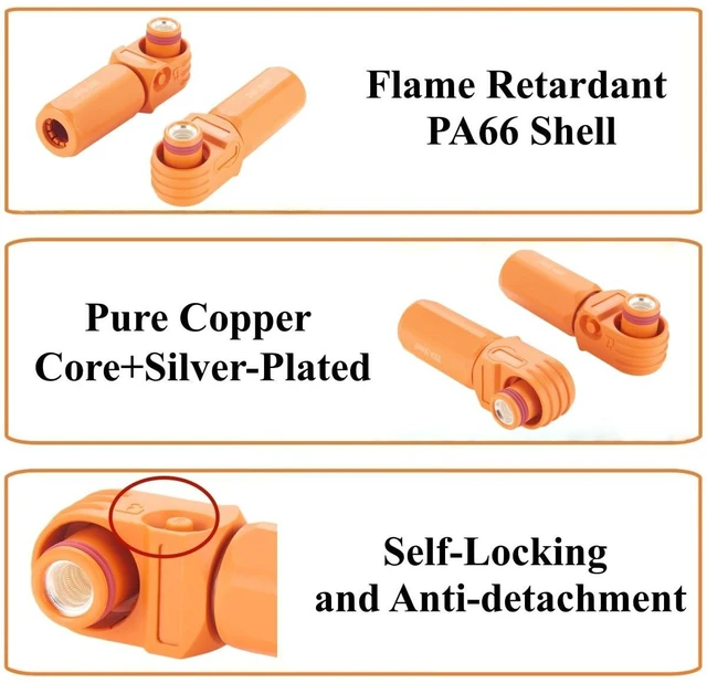Alt view image 4 of 6 - Right Angle Energy Storage System Power Connector IP67 Waterproof 200A 50mm² Single Core HV Battery Storage Plug,1PC (Orange, 200A)