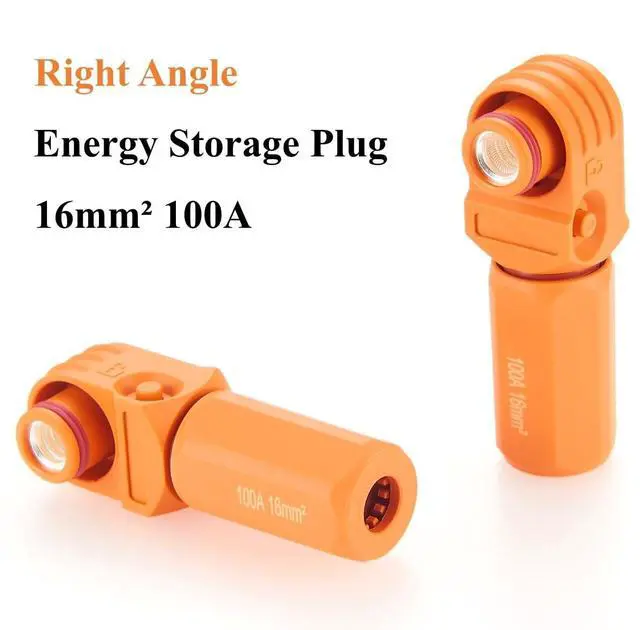 Alt view image 6 of 7 - Right Angle 6mm 16mm² 100A Single Core Battery Energy Storage Connector IP67 Waterproof HV Battery Storage Plug,1PC (Orange, 100A)