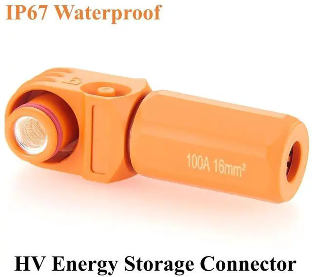Alt view image 7 of 7 - Right Angle 6mm 16mm² 100A Single Core Battery Energy Storage Connector IP67 Waterproof HV Battery Storage Plug,1PC (Orange, 100A)
