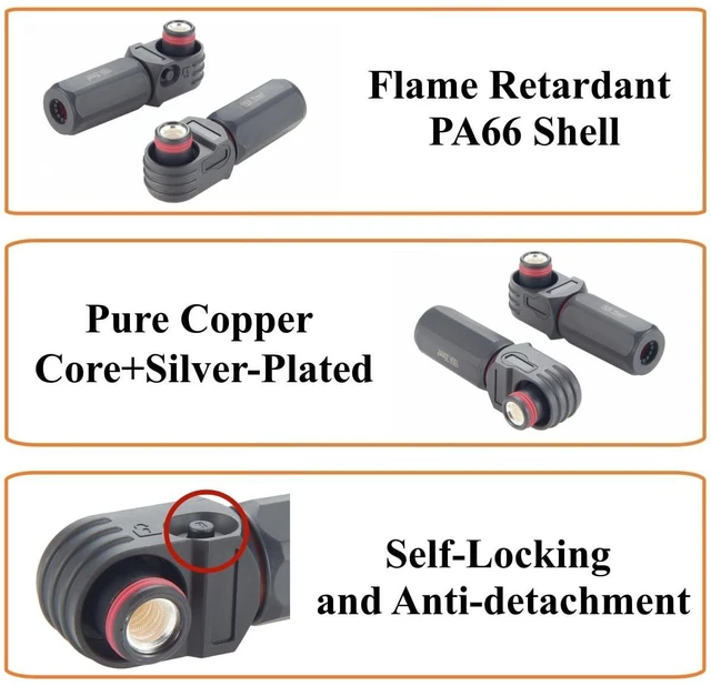 Alt view image 4 of 6 - IP67 Waterproof EV Battery Container Connector Right Angle 150A 35mm² HV Energy Storage Plug,1PC (Black, 150A)
