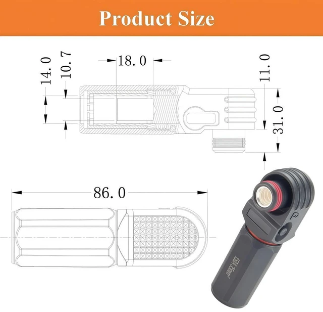 Alt view image 6 of 7 - 1 Set Battery Energy Storage Connector 150A 35mm² High Current HV Connectors Quick Plug Terminal Right Angle Plug and Socket IP67 Waterproof Power Adapter (Black, 150A)