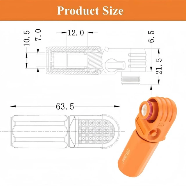 Alt view image 6 of 7 - 1 Set Battery Energy Storage Connector 120A 25mm² High Current HV Connectors Quick Plug Terminal Right Angle Plug and Socket IP67 Waterproof Power Adapter (Orange, 120A)