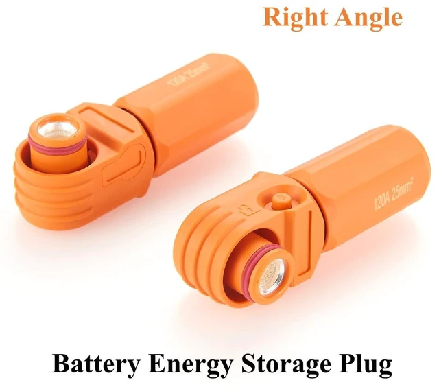 Alt view image 6 of 6 - IP67 Waterproof 25mm² 120A High Voltage High Current Battery Energy Storage Connector Right Angle Single Core Plug,1PC (Orange, 120A)