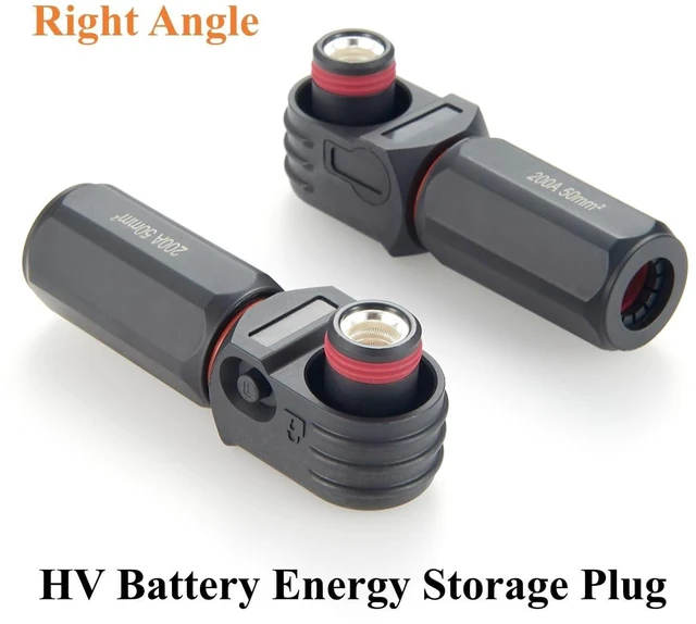 Alt view image 6 of 6 - Right Angle Energy Storage System Power Connector IP67 Waterproof 200A 50mm² Single Core HV Battery Storage Plug,1PC (Black, 200A)