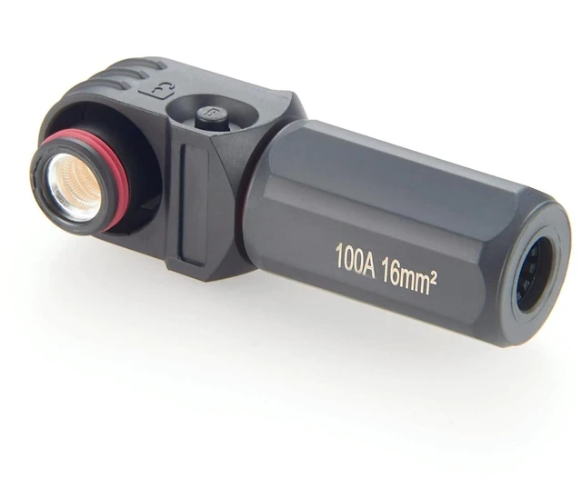 Main image of Right Angle 6mm 16mm² 100A Single Core Battery Energy Storage Connector IP67 Waterproof HV Battery Storage Plug,1PC (Black, 100A)
