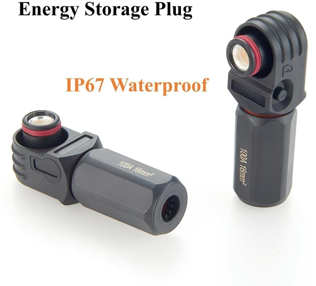 Alt view image 6 of 7 - Right Angle 6mm 16mm² 100A Single Core Battery Energy Storage Connector IP67 Waterproof HV Battery Storage Plug,1PC (Black, 100A)