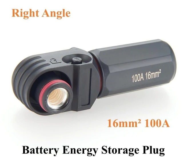 Alt view image 7 of 7 - Right Angle 6mm 16mm² 100A Single Core Battery Energy Storage Connector IP67 Waterproof HV Battery Storage Plug,1PC (Black, 100A)
