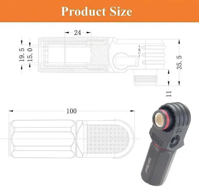 Alt view image 5 of 6 - 90 Degree 12mm 350A 95mm² Single Core Plug for Energy Storage Battery IP67 Waterproof EV Battery Container Connector,1PC (Black, 350A)