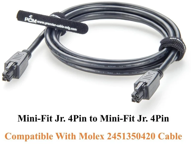 Alt view image 6 of 7 - Mini-Fit Jr. 4.2mm 4 Pin Female to Female Receptacle OTS Overmolded Cable Dual Row 4 Circuits Power & Signal Cable Compatible with 39-01-2040, 2451350420 (5PCS, 2M/6.6FT)
