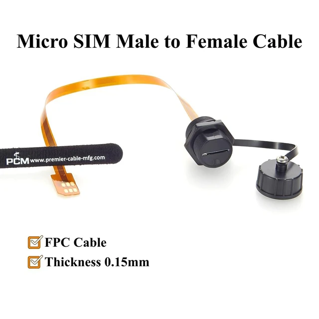 Alt view image 5 of 7 - IP67 Waterproof Micro SIM Extension Cable Panel Mount Male to Female Extender FPC Flex Cable Outdoor Micro SIM Card Slot Socket for Cabinet Chassis Case Frame Envelope (Plastic,0.3M/1FT)