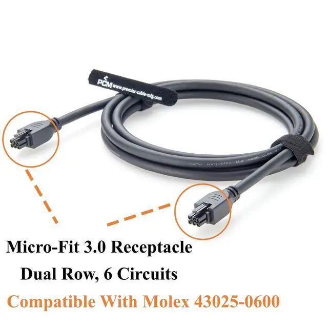 Alt view image 3 of 7 - 43025-0600 Micro-Fit 3.0 6 Circuits Cable Micro-Fit 3.0 6Pin Female to Female Receptacle Socket Power and Signal Assembly Compatible with 2451320620 (1PC, 2M/6.6FT)