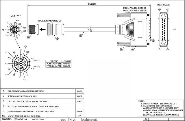 Alt view image 6 of 6 - M12 17Pin to DB25 Connector Cable High Flex D-Sub 25Pin Male GPIO Cable Compatible Datalogic Matrix CAB-DS03-S CAB-DS05-S M12-IP67 TO CBX 93A050059 93A050060 for Barcode Scanners (3M/9.84FT)